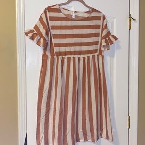 I am selling a striped dress that is a nude pink and white, the brand is HOTIAN